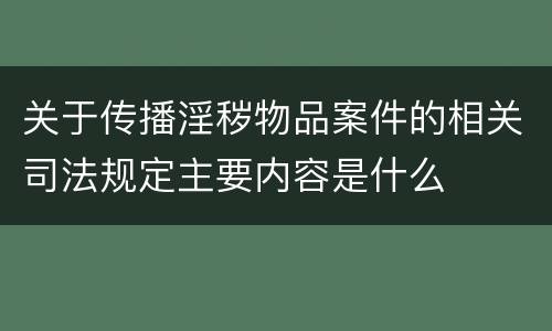 关于传播淫秽物品案件的相关司法规定主要内容是什么