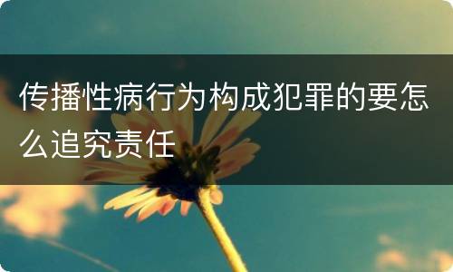 传播性病行为构成犯罪的要怎么追究责任