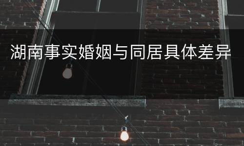 湖南事实婚姻与同居具体差异