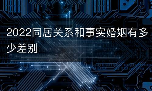 2022同居关系和事实婚姻有多少差别