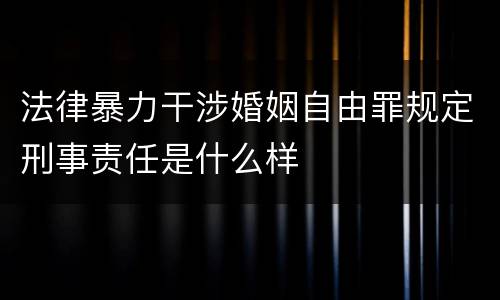 法律暴力干涉婚姻自由罪规定刑事责任是什么样