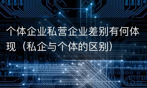 个体企业私营企业差别有何体现（私企与个体的区别）