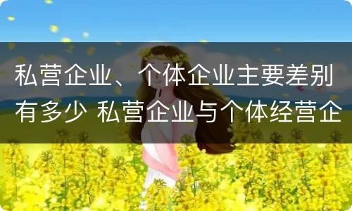 私营企业、个体企业主要差别有多少 私营企业与个体经营企业的区别