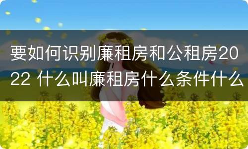 要如何识别廉租房和公租房2022 什么叫廉租房什么条件什么叫公租房