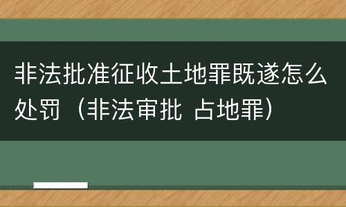 非法批准征收土地罪既遂怎么处罚（非法审批 占地罪）