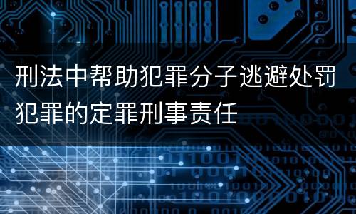 刑法中帮助犯罪分子逃避处罚犯罪的定罪刑事责任