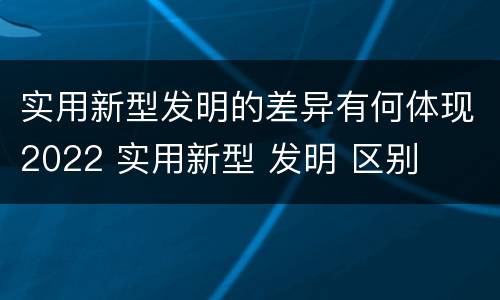 实用新型发明的差异有何体现2022 实用新型 发明 区别