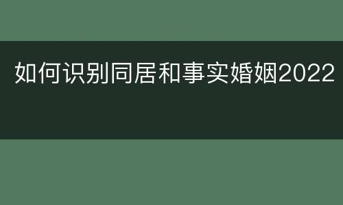 如何识别同居和事实婚姻2022