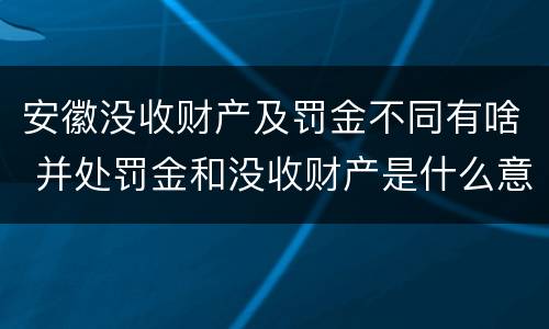 安徽没收财产及罚金不同有啥 并处罚金和没收财产是什么意思