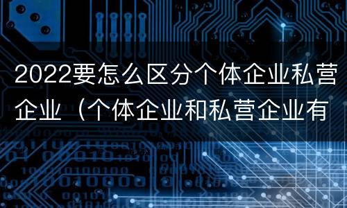 2022要怎么区分个体企业私营企业（个体企业和私营企业有哪些）
