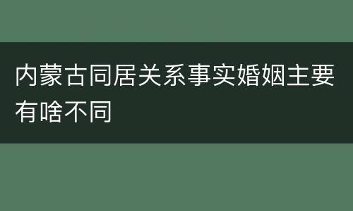内蒙古同居关系事实婚姻主要有啥不同