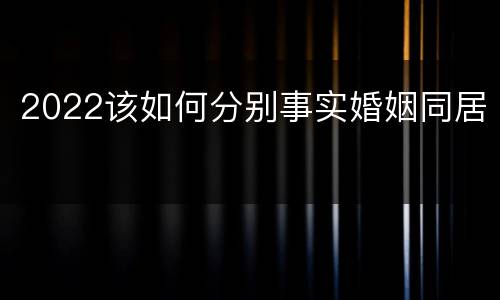 2022该如何分别事实婚姻同居