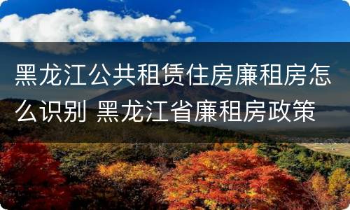 黑龙江公共租赁住房廉租房怎么识别 黑龙江省廉租房政策
