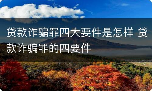 贷款诈骗罪四大要件是怎样 贷款诈骗罪的四要件