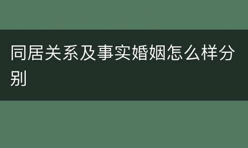 同居关系及事实婚姻怎么样分别