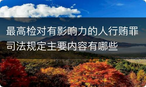 最高检对有影响力的人行贿罪司法规定主要内容有哪些