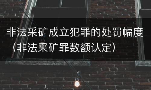 非法采矿成立犯罪的处罚幅度（非法采矿罪数额认定）