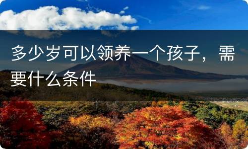 多少岁可以领养一个孩子，需要什么条件