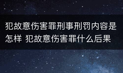 犯故意伤害罪刑事刑罚内容是怎样 犯故意伤害罪什么后果
