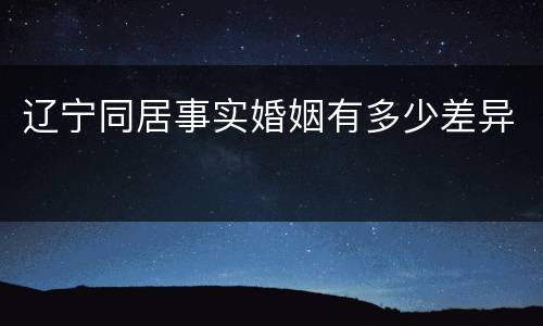 辽宁同居事实婚姻有多少差异