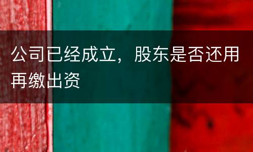 公司已经成立，股东是否还用再缴出资