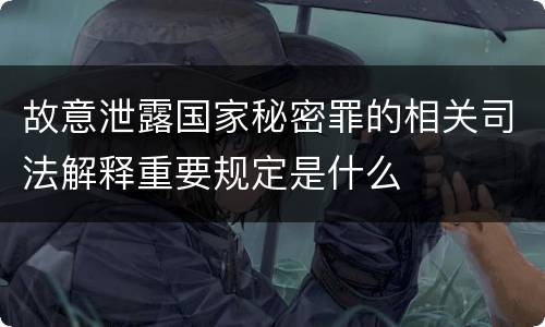 故意泄露国家秘密罪的相关司法解释重要规定是什么