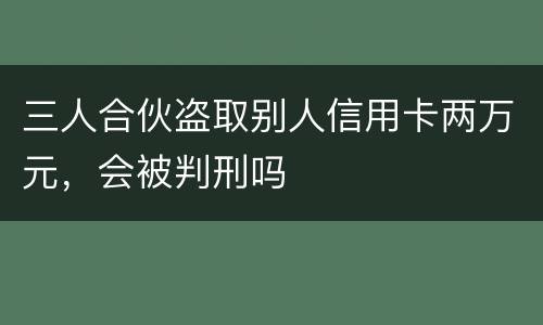 三人合伙盗取别人信用卡两万元，会被判刑吗
