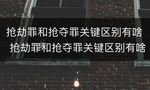 抢劫罪和抢夺罪关键区别有啥 抢劫罪和抢夺罪关键区别有啥不同