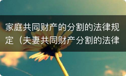 家庭共同财产的分割的法律规定（夫妻共同财产分割的法律规定）