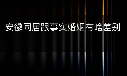 安徽同居跟事实婚姻有啥差别