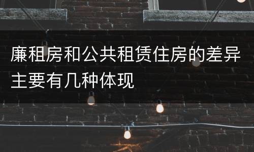 廉租房和公共租赁住房的差异主要有几种体现