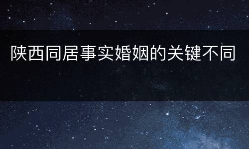 陕西同居事实婚姻的关键不同