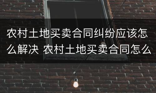 农村土地买卖合同纠纷应该怎么解决 农村土地买卖合同怎么写合法简约