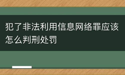 犯了非法利用信息网络罪应该怎么判刑处罚