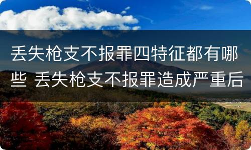 丢失枪支不报罪四特征都有哪些 丢失枪支不报罪造成严重后果