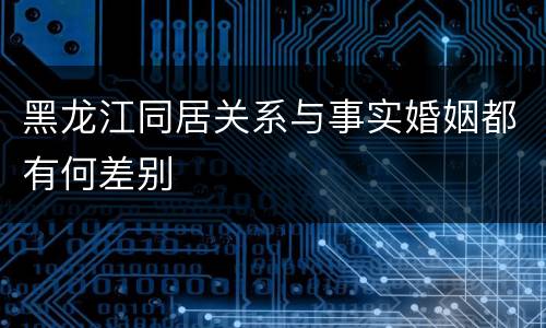 黑龙江同居关系与事实婚姻都有何差别