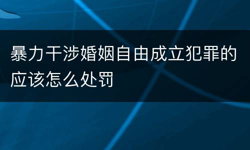 暴力干涉婚姻自由成立犯罪的应该怎么处罚