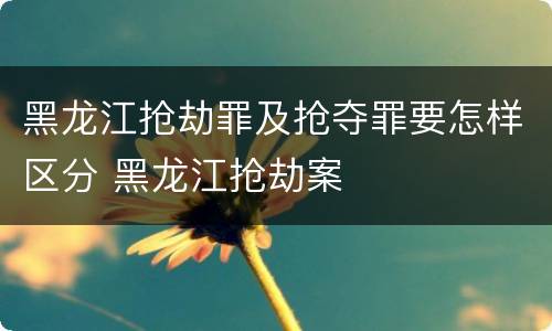 黑龙江抢劫罪及抢夺罪要怎样区分 黑龙江抢劫案