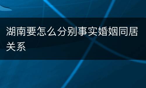 湖南要怎么分别事实婚姻同居关系