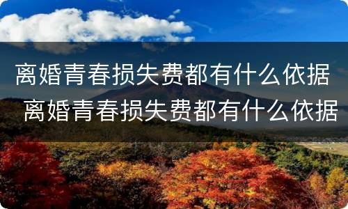 离婚青春损失费都有什么依据 离婚青春损失费都有什么依据呢