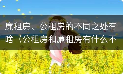 廉租房、公租房的不同之处有啥（公租房和廉租房有什么不一样）