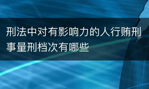 刑法中对有影响力的人行贿刑事量刑档次有哪些