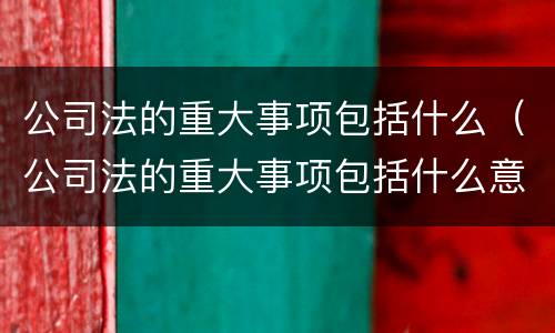 公司法的重大事项包括什么（公司法的重大事项包括什么意思）