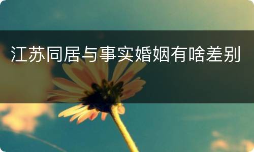 江苏同居与事实婚姻有啥差别