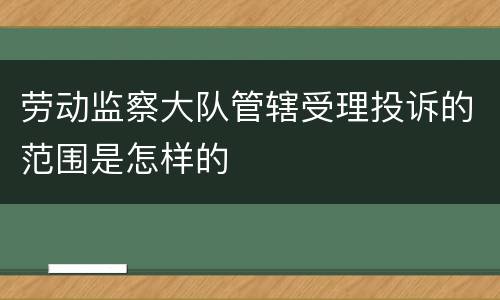劳动监察大队管辖受理投诉的范围是怎样的