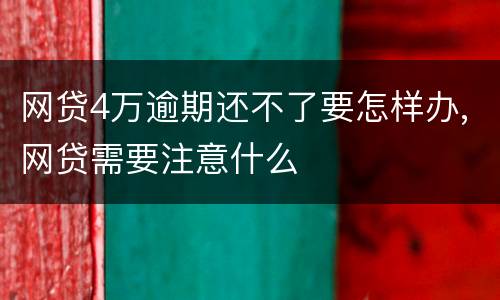 网贷4万逾期还不了要怎样办,网贷需要注意什么