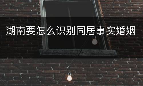 湖南要怎么识别同居事实婚姻