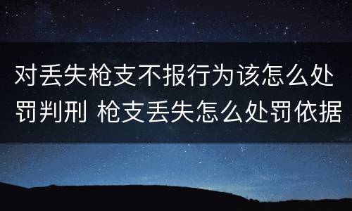 对丢失枪支不报行为该怎么处罚判刑 枪支丢失怎么处罚依据