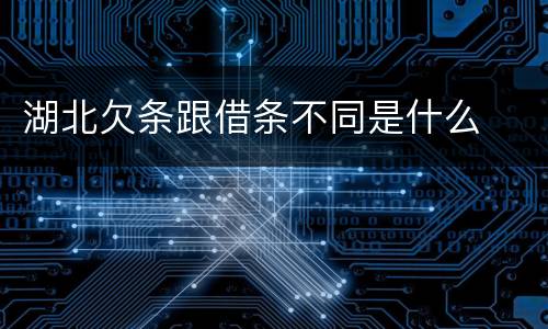 湖北欠条跟借条不同是什么