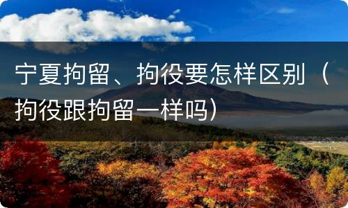 宁夏拘留、拘役要怎样区别（拘役跟拘留一样吗）